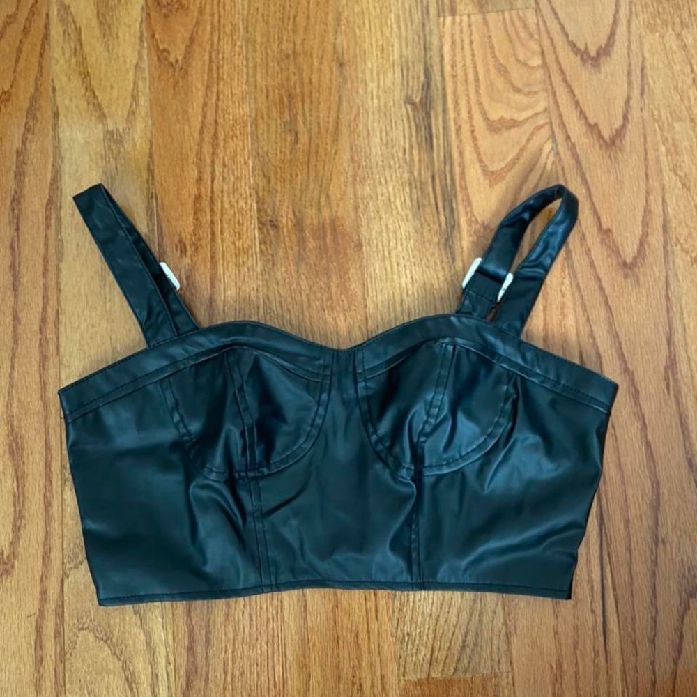 Faux leather bralette top